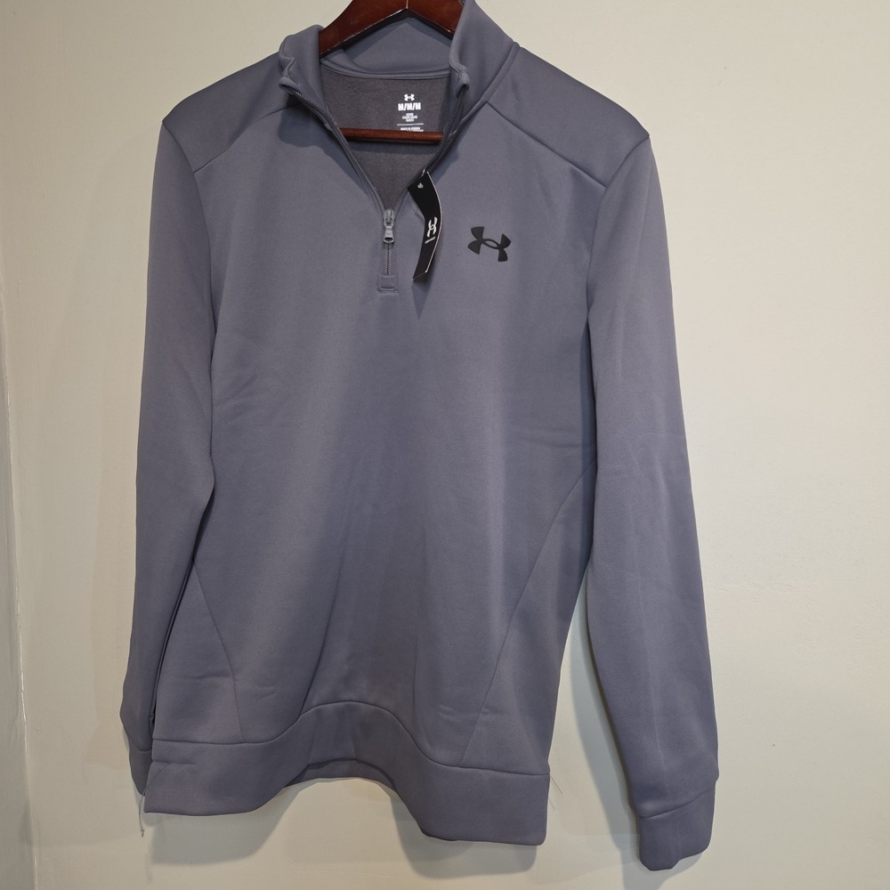 Under Armour Fleece 1/4 Zip Pullover Mens Medium Gray Loose‎ Fit Training Jacket